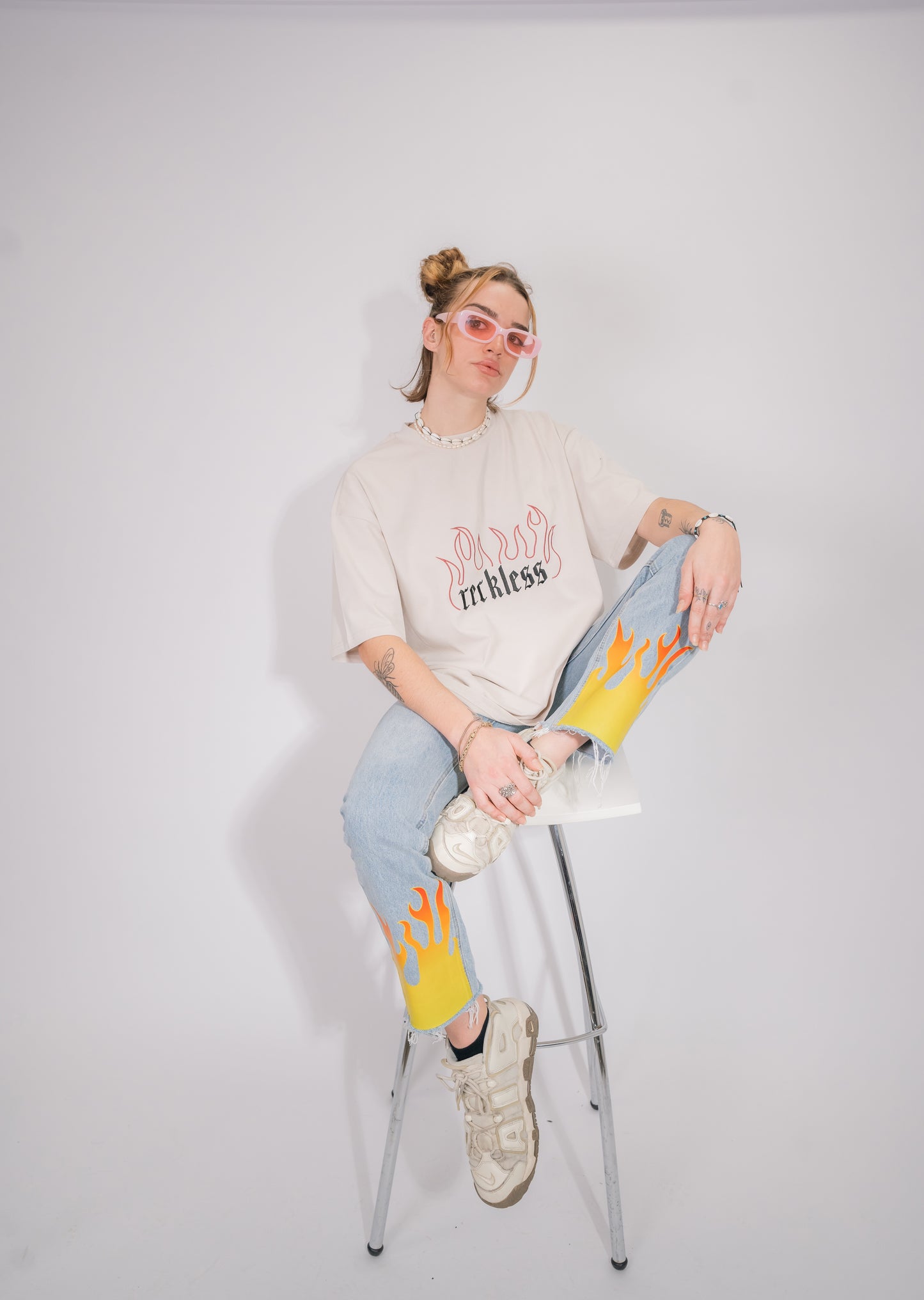 BEIGE FLAME T SHIRT 